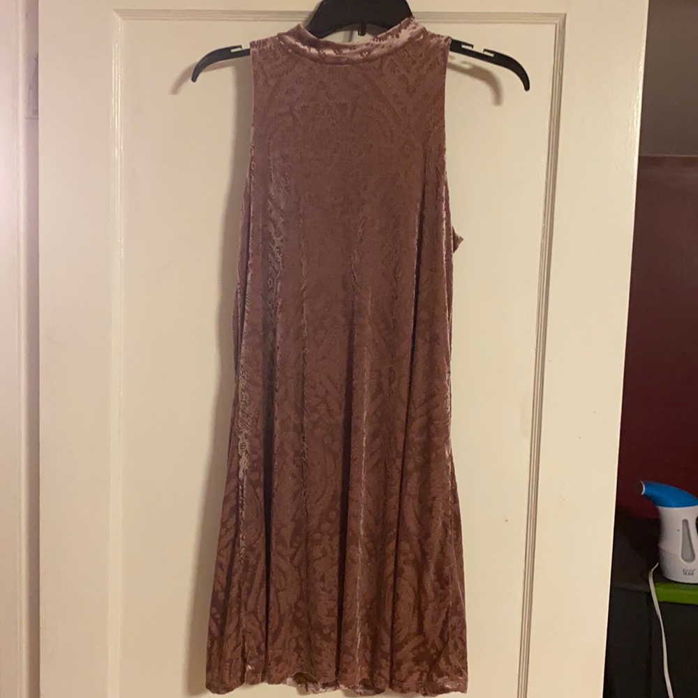 Sleeveless Burnout Velvet Dress Lined Knee Length Rose